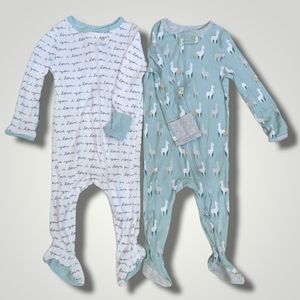 Cloud Island 2 Piece Set Llama I Love You Footie Pajamas 2 Way Zip Sz 6-9 Months